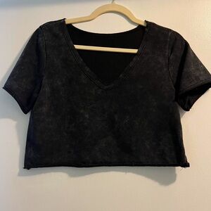 SHEIN Charcoal V-Neck Crop Top